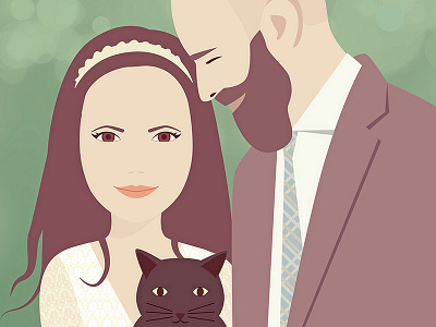 Couple in love cat couple illustration love portrait wedding