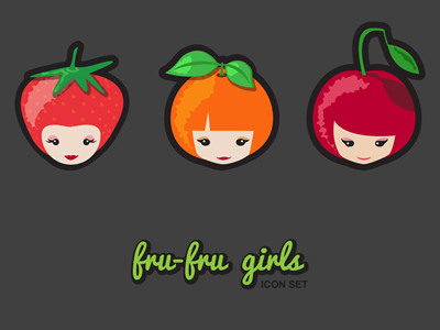 fru-fru girls fruit icon illustration