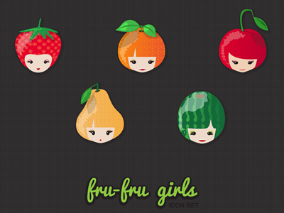 fru-fru girls fruit icon illustration