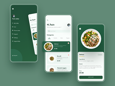 Food Ordering App design food green ui