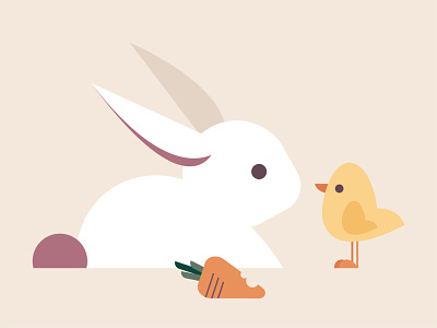 New Friends bunny carrot chick cute design easter friends happy holiday illustration rabbit spring sweet vector