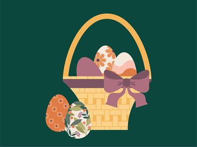 Easter Egg Basket basket decorated design easter easter eggs eggs happy holiday illustration pattern spring vector