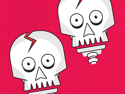 Skull crack cracked halloween head icon illustration monster skull spine white
