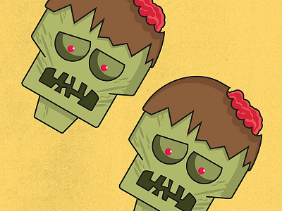 Zombie brains flesh green halloween head icon illustration monster teeth zombie
