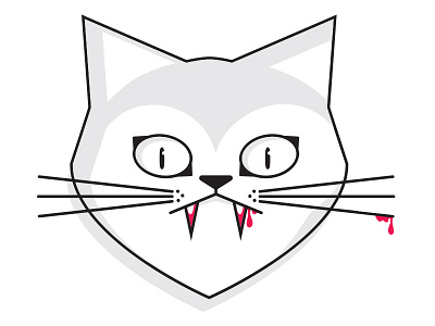 Bitten: Kitty blood cat fangs halloween illustration red vampire white widows peak