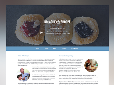 Kolache Shoppe :: Website homepage kolaches user interface ux website