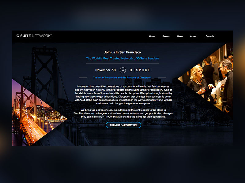 C-Suite Conference Splash Page branding splash page website conference