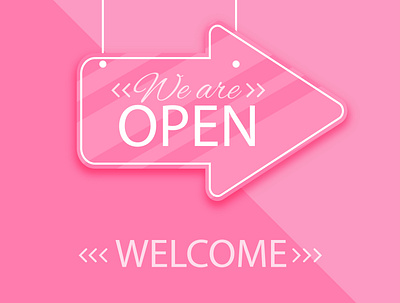 We are open beautiful design illustration logo open vector we are open welcome