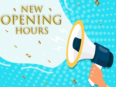 GRAND re opening design illustration new opering hours opening reopening vector