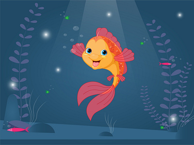 Fish in the water abstract aquatic beautiful card carton design fish illustration vector
