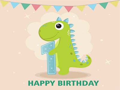 Happy Birthday Dinosaur abstract background beautiful design dinosaur happy happy birthday illustration vector