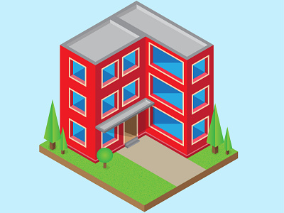 Simple isometric building abstract background beautiful building design illustration isometric vector