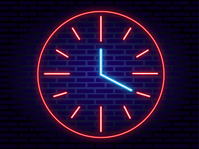 Clock neon abstract background beautiful design illustration logo neon time vector watch