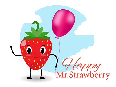 Mr.Strawberry abstract background beautiful fruit graphic design illustration logo summer vector