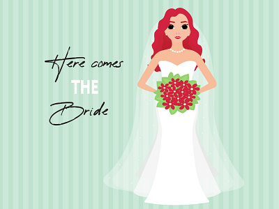 Here comes the bride abstract background beautiful bride design dress fashon illustration logo vector woman