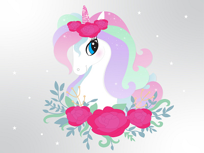 Cute magic cartoon unicorn. Illustration for children abstract background beautiful cute design illustration unicorn vector