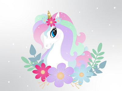 Cute magic cartoon unicorn. Illustration for children abstract background beautiful cute design illustration unicorn vector