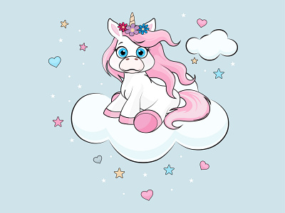 Unicorn with clouds abstract background beautiful design illustration unicorn unicorn with clouds vector