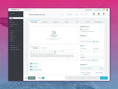 PrestaShop  Back Office by Lea Mendes Da Silva for PrestaShop on Dribbble