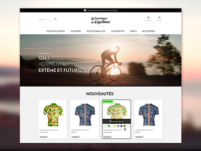 La Boutique du Cycliste e commerce home page prestashop ui webdesign
