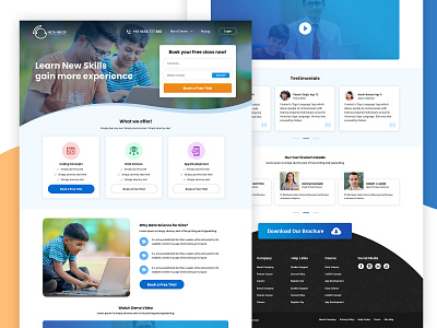 Kids Learning Landing PAge home page landing page design material design ui ui design ux design web application