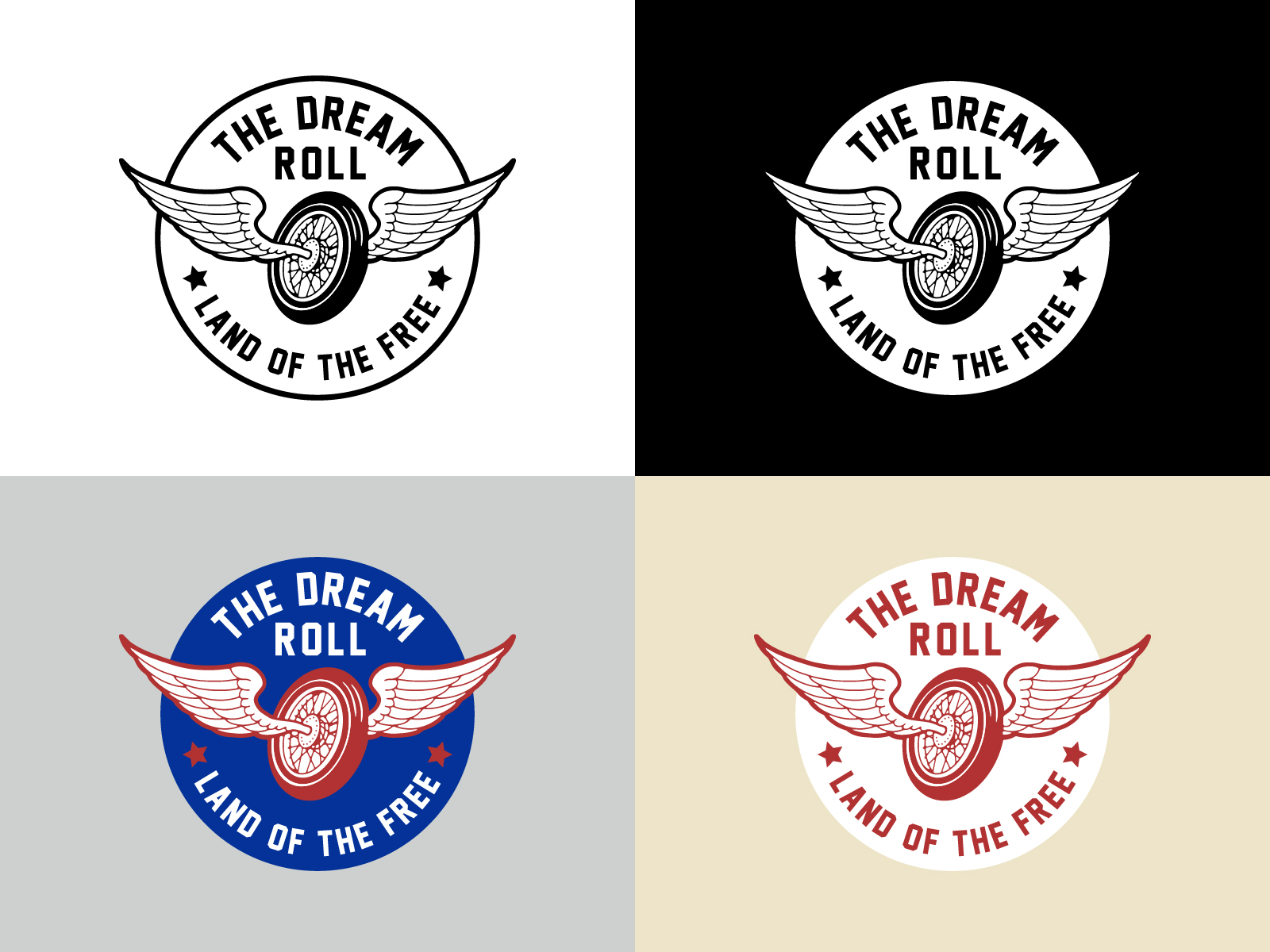 The Dream Roll Wing Badge Logo Variations by Mickey Graham on Dribbble