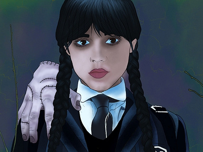 Wednesday addams illustration person procreate serie wednesday