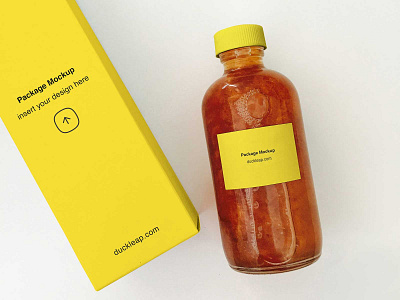 Amber Bottle and Vertical Box Mockup