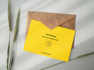 Greeting Card with Kraft Envelope Mockup branding card card design card mockup design envelope free download free mockup free psd mockup freebie greeting card greeting card mockup mockup mockup design mockup download