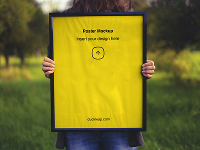 Woman Holding Poster Frame Mockup