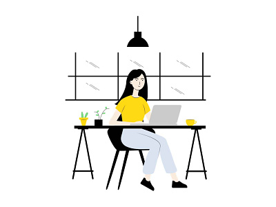 Girl Working Illustration character design free free download free illustration free vector freebie girl working illustration office vector illustration work working working illustration