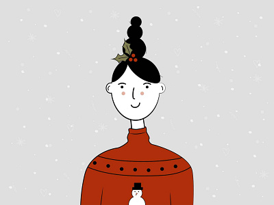 Girl in Christmas Sweater Illustration christmas christmas girl christmas sweater free download free illustration free vector freebie illustration vector download vector illustration