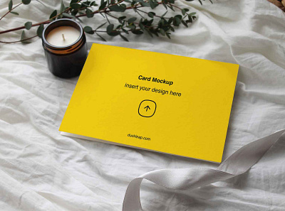 Greeting Card with Candle Mockup branding card design card mockup free download free mockup free psd mockup freebie greeting card mockup psd download