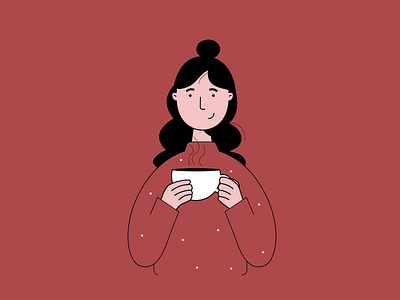 Woman Having Coffee Illustration