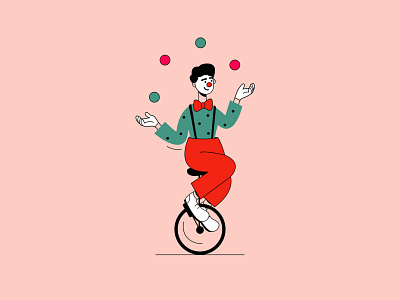 Clown Juggling Illustration adobe illustrator circus clown clown illustration clown juggling colorful free download free illustration free vector freebie illustration juggling vector illustration