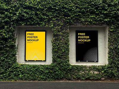 Street Posters on Green Wall Mockup