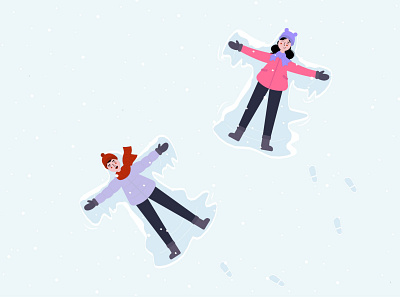 Snow Angels Illustration character design cold couple cute free download free illustration free vector freebie fun happy illustration snow snow angel vector download vector illustration winter