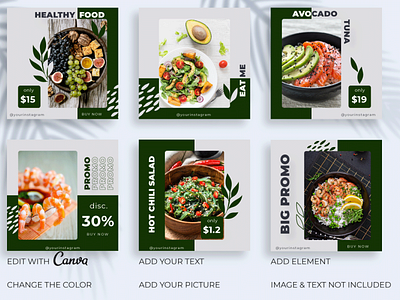 FREE INSTAGRAM TEMPLATE FOR HEALTHY FOOD WITH CANVA