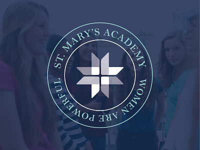 St. Mary's Academy logo - secondary lockup academy badge brand branding cross design eduction girls graphic design logo typography vector