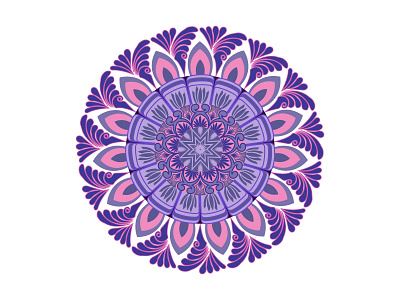 Colorful mandala flower isolated on white background