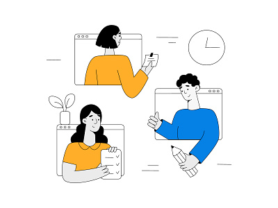 Teamwork online design illustration person vector