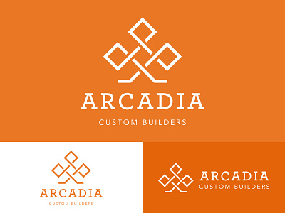 Arcadia Custom Builders - Logo Design - v3 branding builder contractors custom identity line logo mark pattern