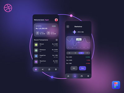 Crypto Currency Management App Exploration bank bitcoin crypto crypto app crypto wallet cryptocurrency design digital dogecoin ethereum money payments ui wallet