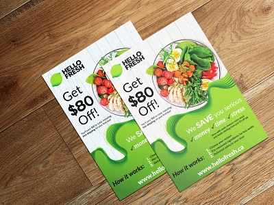 HELLO FRESH - Farm-fresh pre-cut ingredients delivered to your d branding design flyer flyer design illustrator vector