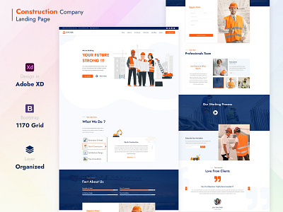 Construction Company Landing Page construction construction company construction website corporate website realestate website webpage website