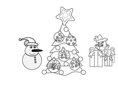 christmas coloring book page christmas coloringbookpage illustration lineart