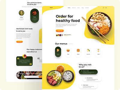 Landing page of food. branding design food foodlandingpage foodwebdesign landingpage typography ui uiux uiuxdesign ux vector web webdesign