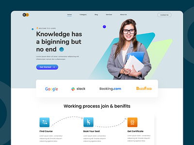 E-learning landing page. branding design e learning landingpage learning typography ui ui design uiux ux ux design web web design