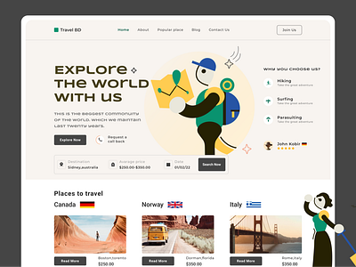 Landing page travel agency.