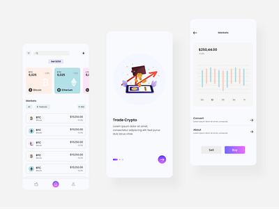 Mobile app crypto wallet. app design colorful crypto wallet cryptocurrency app design frelancer minimal mobile mobile app ui uiux userexperience designer userinterface designer ux